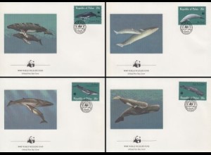 Palau Mi.Nr. 20-23 Weltweiter Naturschutz, Wale (4 Briefe)