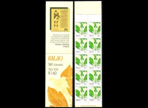 Palau Mi.Nr. 180D im MH (10x) Freim. Blüten Bikkia (je 5 links + rechts geschn.)