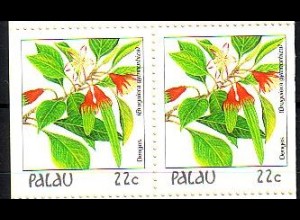 Palau Mi.Nr. Zdr.181Dl+r Freim. Blüten, Bruguiera (Paar links+rechts geschn.)