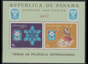 Panama Mi.Nr. Block 87 Olympiade 1968 Grenoble, Eiskunstlauf, Schneekristall 