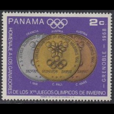 Panama Mi.Nr. 1078 Olympiade 1968 Grenoble, Medaillengewinner Abfahrtslauf (2)