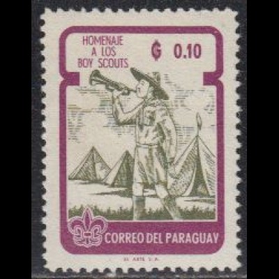 Paraguay Mi.Nr. 1009 Pfadfinderbewegung, Pfadfinder vor Zeltlager (0,10)