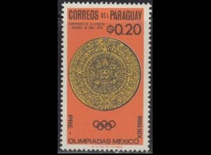 Paraguay Mi.Nr. 1537 Vor-Olympia 1968 Mexiko, Kalenderstein (0,20)