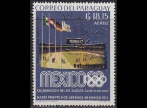 Paraguay Mi.Nr. 1890 Olympia 1968 Mexiko, Stadion mit Flaggen (18,15)