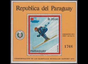 Paraguay Mi.Nr. Block 177 Olympia 1972 Sapporo, Abfahrtsläufer 