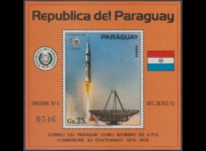 Paraguay Mi.Nr. Block 220 100J. UPU. Rakete, Radarantenne 