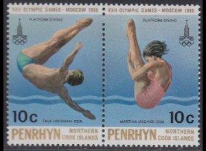 Penrhyn Mi.Nr. Zdr.151/52 Olymp. Sommerspiele Moskau, Wasserspringen 