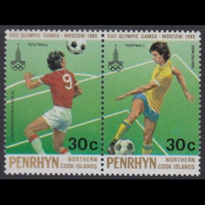 Penrhyn Mi.Nr. Zdr.155/56 Olymp. Sommerspiele Moskau, Fußball 