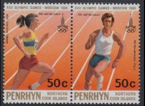 Penrhyn Mi.Nr. Zdr.157/58 Olymp. Sommerspiele Moskau, Laufen 