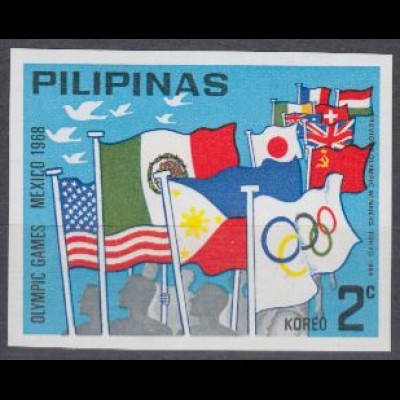 Philippinen Mi.Nr. XVII B Olympia 1968, Flaggen, ungezähnt (2C)