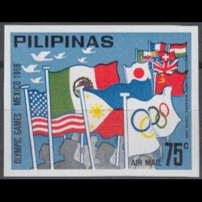 Philippinen Mi.Nr. XXI B Olympia 1968, Flaggen, ungezähnt (75C)