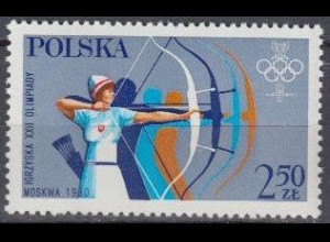 Polen Mi.Nr. 2675 Olympische Spiele 1980, Bogenschießen (2,50)
