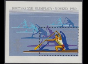 Polen Mi.Nr. Block 81 Olympische Spiele 1980, Einer-Kanadier 