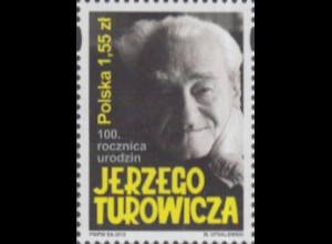 Polen Mi.Nr. 4593So 100.Geb. Jerzy Turowicz, Sicherzeitszähng.oben (1,55)