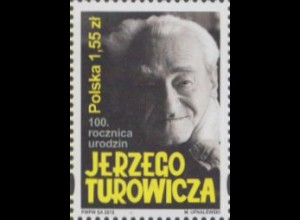 Polen Mi.Nr. 4593Su 100.Geb. Jerzy Turowicz, Sicherzeitszähng.unten (1,55)