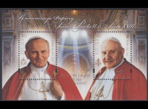 Polen Mi.Nr. Block 222 Heiligsprechung Papst Johannes Paul II + Johannes XXIII