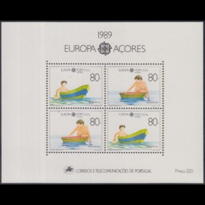 Portugal-Azoren Mi.Nr. Block 10 Europa 89, Kinderspiele, Junge und Boot