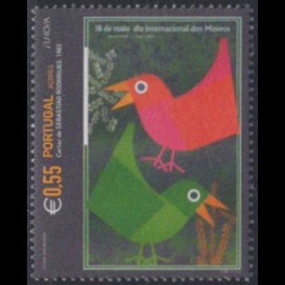 Portugal-Azoren Mi.Nr. 494 Europa 03 Plakatkunst, Int.Tag d.Museen, Vögel (0,55)