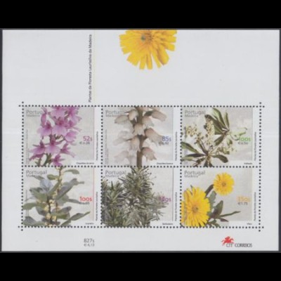 Portugal-Madeira Mi.Nr. Block 21 Pflanzen der Lorbeerwälder, u.a.Orchideen