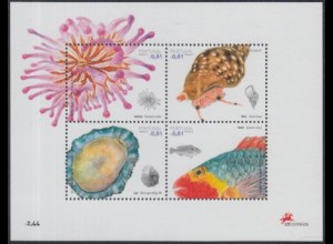 Portugal-Madeira Mi.Nr. Block 36 Meeresfauna, u.a.Napfschnecke, Papageifisch