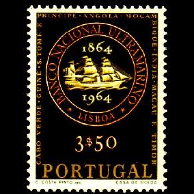 Portugal Mi.Nr. 959 100 Jahre Nationale Überseebank, Dampfsegelschiff (3.50)