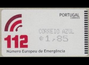 Portugal ATM Mi.Nr. 76 Freim. Notruf 112 mit Zudruck CORREIO AZUL, skl. (1,85)