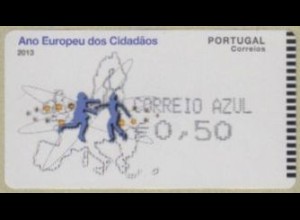 Portugal ATM Mi.Nr. 82 Freim. Eur.Jahr d.Bürger m.Zudr.CORREIO AZUL, skl. (0,50)