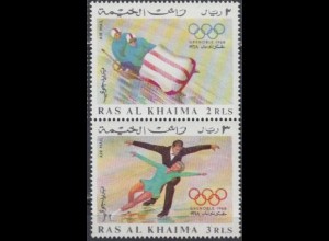 Ras al Khaima Mi.Nr. Zdr.215+16A Olympia 1968 Grenoble, Zweierbob, Paarlauf