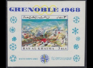 Ras al Khaima Mi.Nr. Block 39 Olympia 1968 Grenoble, Reliefkarte v.Umgebung