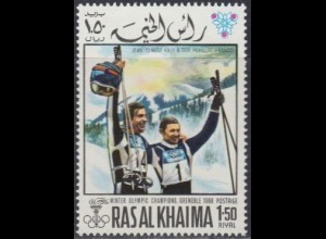 Ras al Khaima Mi.Nr. 255A Olympia 1968 Grenoble, Killy und Perillat (1,50)