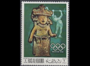 Ras al Khaima Mi.Nr. 259A Olympia 1968 Mexiko, Skulptur + Gewichtheben (1)