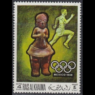 Ras al Khaima Mi.Nr. 262A Olympia 1968 Mexiko, Skulptur + Sprint (4)