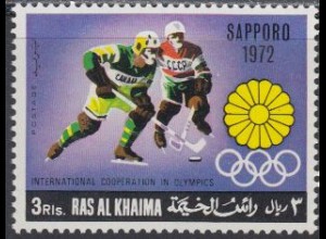 Ras al Khaima Mi.Nr. 314A Zusammenarb.f.Oly.Spiele, Eishockey, Sapporo 1972 (3)
