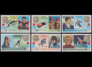 Ras al Khaima Mi.Nr. 731-36A Olympia 1972 Sapporo, Goldmedaillengew. (6 Werte)