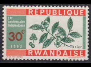 Ruanda Mi.Nr. 29A 1Jahr Unabhängigkeit, Teezweig (30)