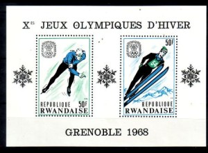 Ruanda Mi.Nr. Block 12A Olymia 1968, Grenoble