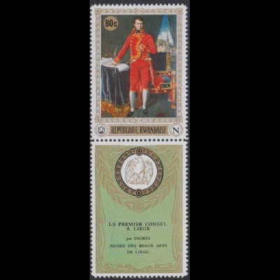Ruanda Mi.Nr. 354A+Zf senkr. 200.Geb.Napolen, Gemälde von Ingres (80+Zierfeld)
