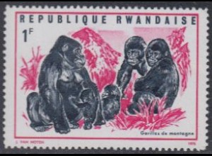 Ruanda Mi.Nr. 404A Einheimische Fauna, Berggorilla (1)
