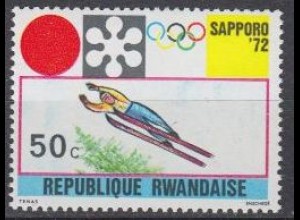 Ruanda Mi.Nr. 481A Olympiade 1972 Sapporo, Skispringen, gez. (50)