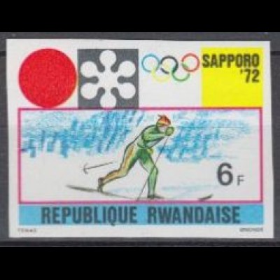 Ruanda Mi.Nr. 483B Olympiade 1972 Sapporo, Skilanglauf, ungez. (6)