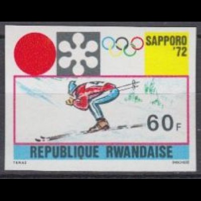 Ruanda Mi.Nr. 486B Olympiade 1972 Sapporo, Ski alpin, ungez. (60)