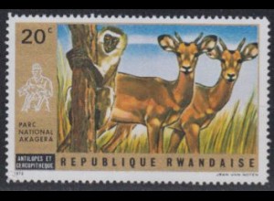 Ruanda Mi.Nr. 487A Akagera-National-Park, Antilopen, Meerkatze (20)