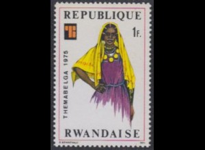 Ruanda Mi.Nr. 769A Ausstell.THEMABELGA 1975, Trachten, Frau mit Kopftuch (1)