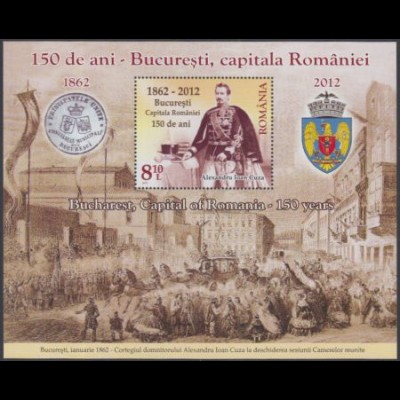 Rumänien Mi.Nr. Block 523 150Jahre Hauptstadt Bukarest