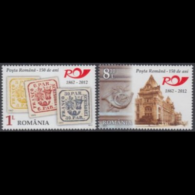 Rumänien Mi.Nr. 6651-52A 150Jahre Rumänische Post (2 Werte)
