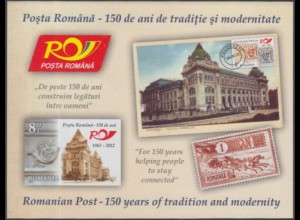 Rumänien Mi.Nr. Block 540 150Jahre Rumänische Post