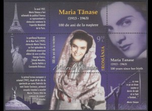 Rumänien Mi.Nr. Block 572 100.Geb. Maria Tanase, Sängerin