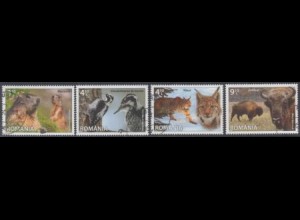 Rumänien Mi.Nr. 6754-57 Fauna, Murmeltier, Specht, Luchs, Wisent (4 Werte)