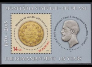 Rumänien Mi.Nr. Block 627 145Jahre Staatliche Münze