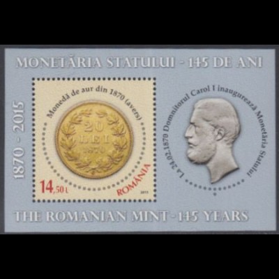 Rumänien Mi.Nr. Block 627 145Jahre Staatliche Münze
